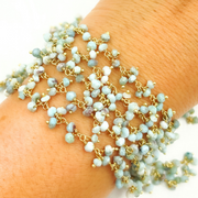 Larimar Cluster Dangle Gold Plated Wire Chain.